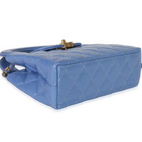 Blue Shiny Aged Calfskin Quilted Nano Kelly Shopper