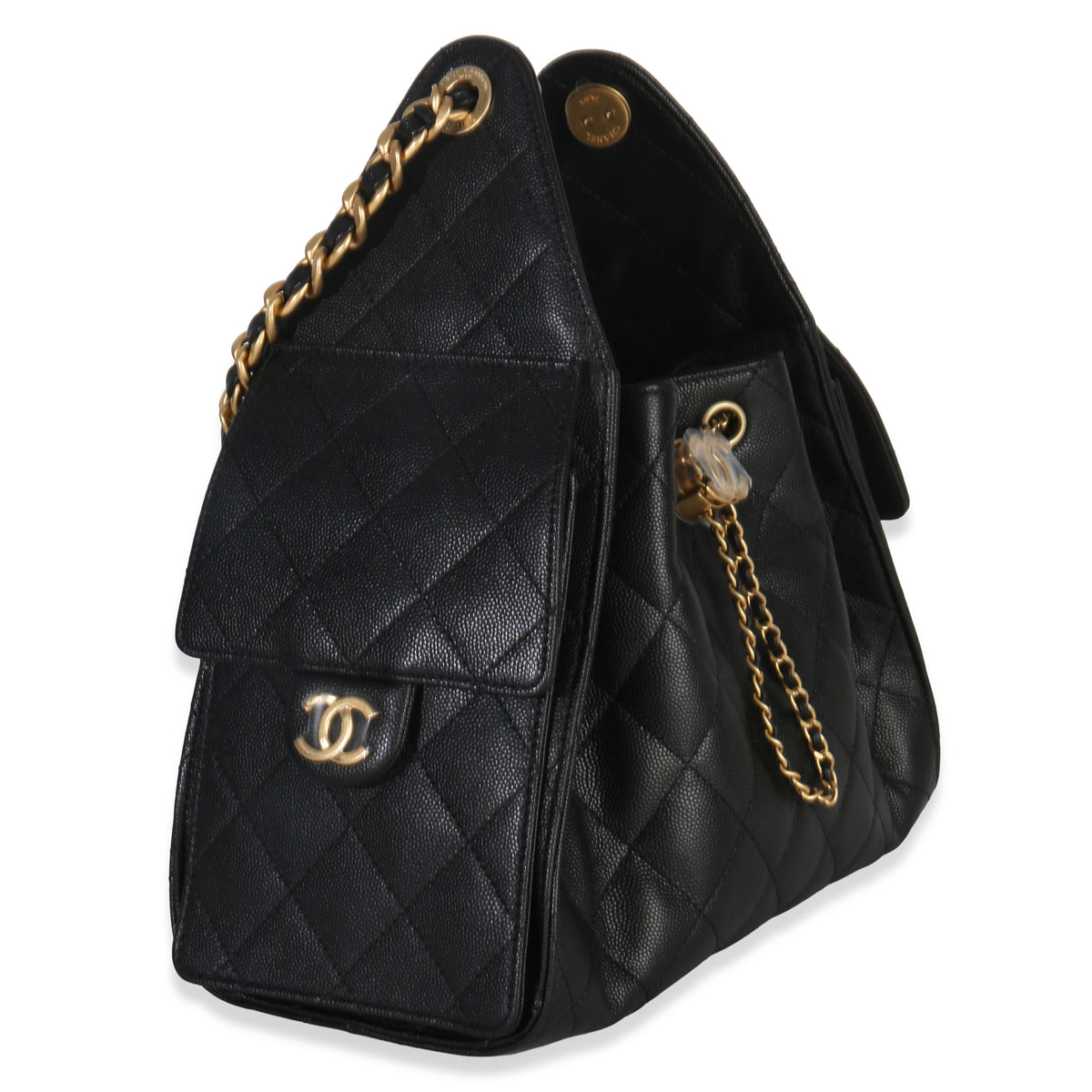 Black Quilted Caviar Small Chanel 25 Hobo