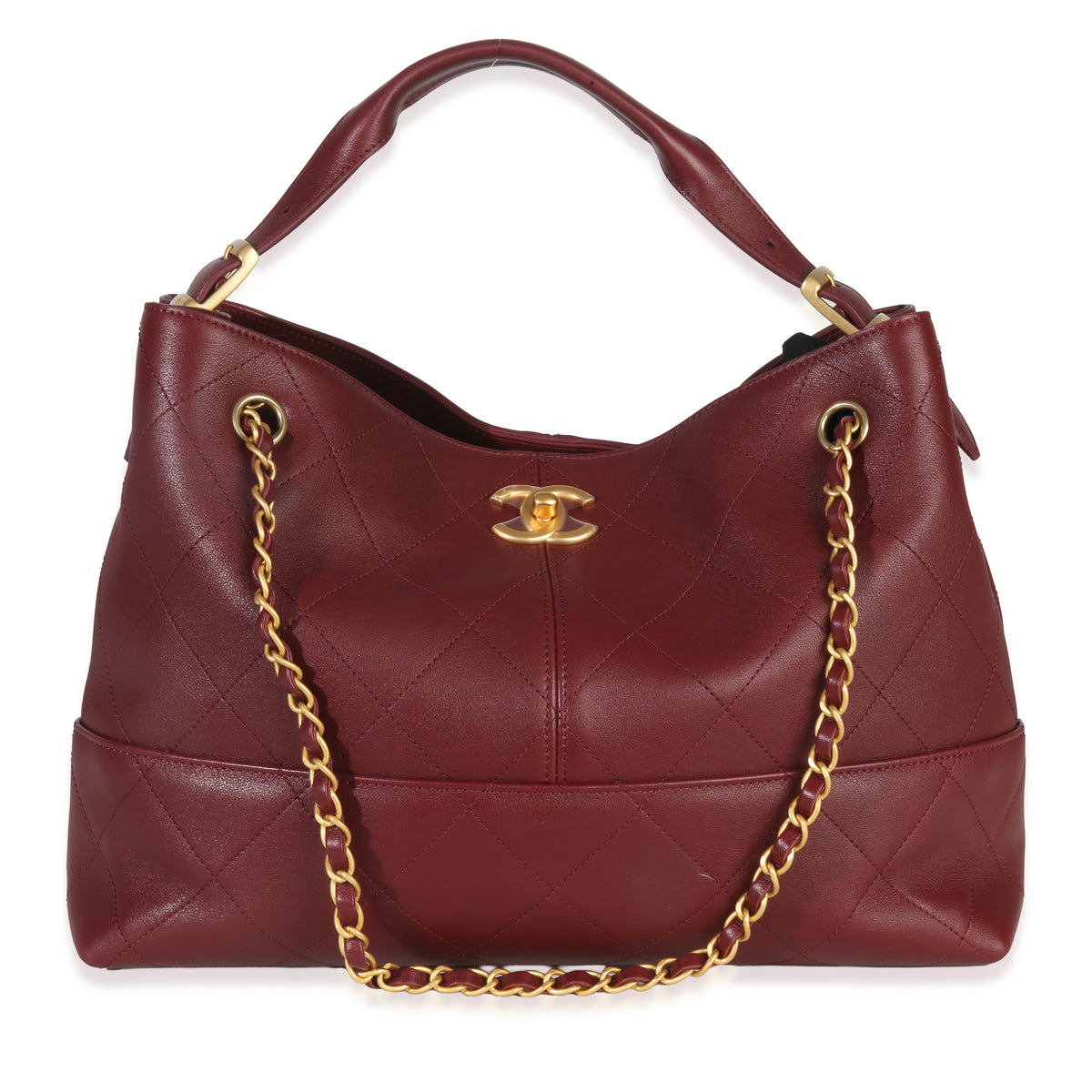 25A Burgundy Quilted Calfskin Small Coco Hobo
