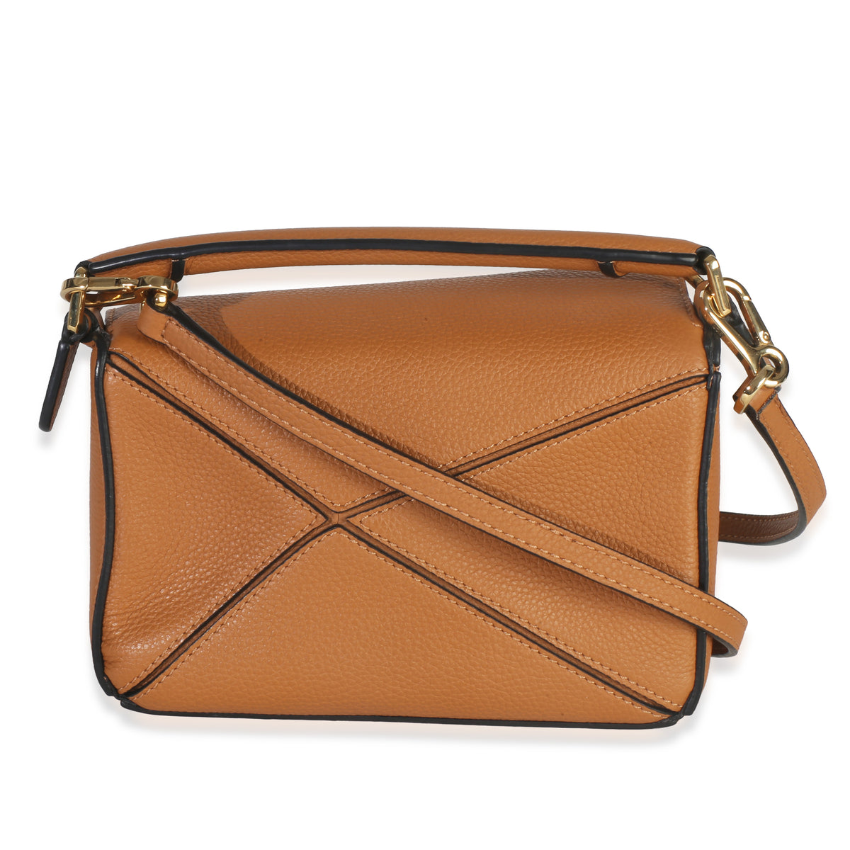 Brown Grained Calfskin Mini Puzzle