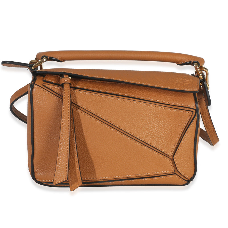 Brown Grained Calfskin Mini Puzzle