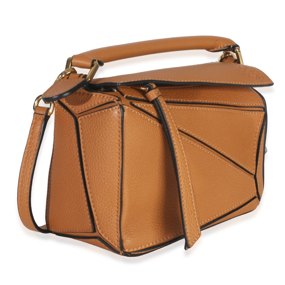 Brown Grained Calfskin Mini Puzzle