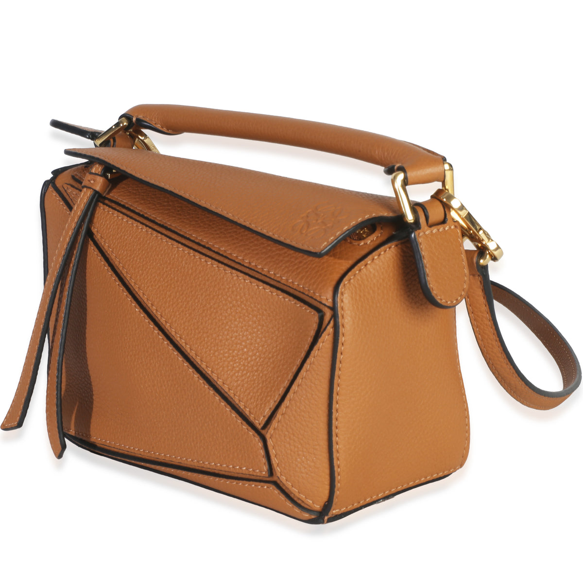 Brown Grained Calfskin Mini Puzzle