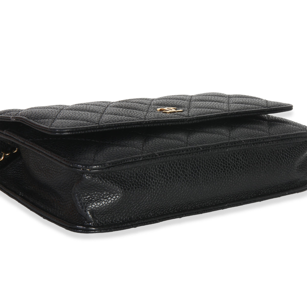 Black Quilted Caviar Classic Wallet on Chain