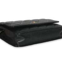 Black Quilted Caviar Classic Wallet on Chain