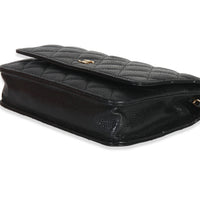 Black Quilted Caviar Classic Wallet on Chain