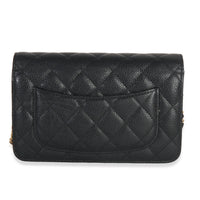 Black Quilted Caviar Classic Wallet on Chain