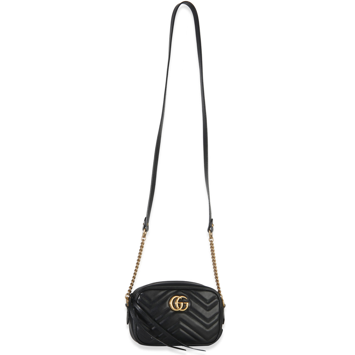 Black Calfskin Matelasse Mini GG Marmont Chain Shoulder Bag