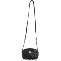 Black Calfskin Matelasse Mini GG Marmont Chain Shoulder Bag