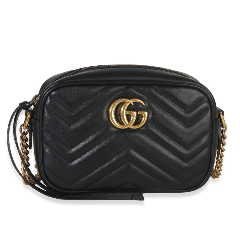 Black Calfskin Matelasse Mini GG Marmont Chain Shoulder Bag
