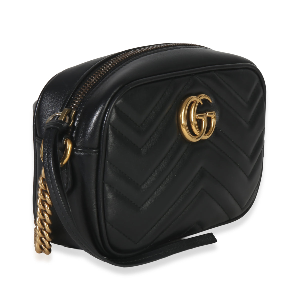 Black Calfskin Matelasse Mini GG Marmont Chain Shoulder Bag