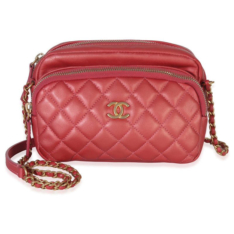 Pink Iridescent Quilted Lambskin Day Trips Camera Bag