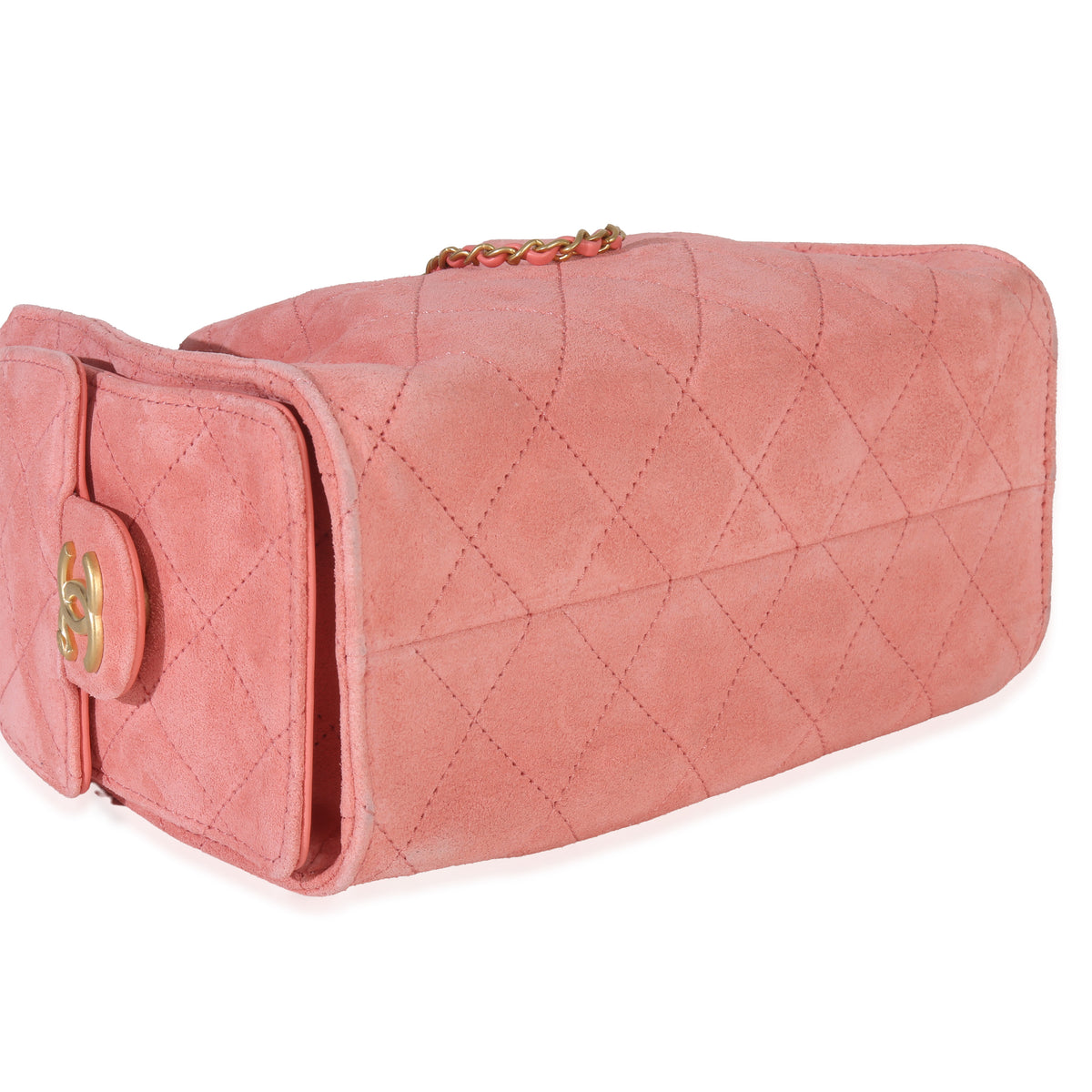 Pink Quilted Suede Mini Chanel 25 Hobo
