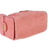 Pink Quilted Suede Mini Chanel 25 Hobo