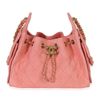 Pink Quilted Suede Mini Chanel 25 Hobo