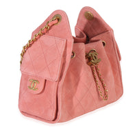 Pink Quilted Suede Mini Chanel 25 Hobo