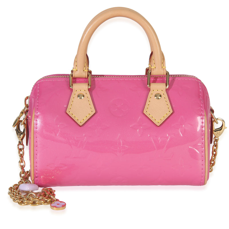 Louis Vuittion Valentine Pink Monogram Vernis Nano Speedy Bandouliere NM