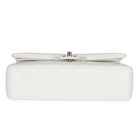 White Quilted Caviar Medium Double Flap Handbag