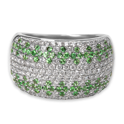 BRAND NEW Diamond and Peridot Fashion Ring in 18K White Gold (1.10 CTW)
