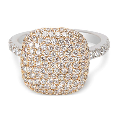 De Hago Pave Diamond Fashion Ring with a Square Top Design 1.38ctw