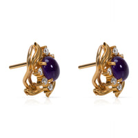 BRAND NEW Amethyst Earrings in 21K Yellow Gold with Diamonds (0.40 CTW)
