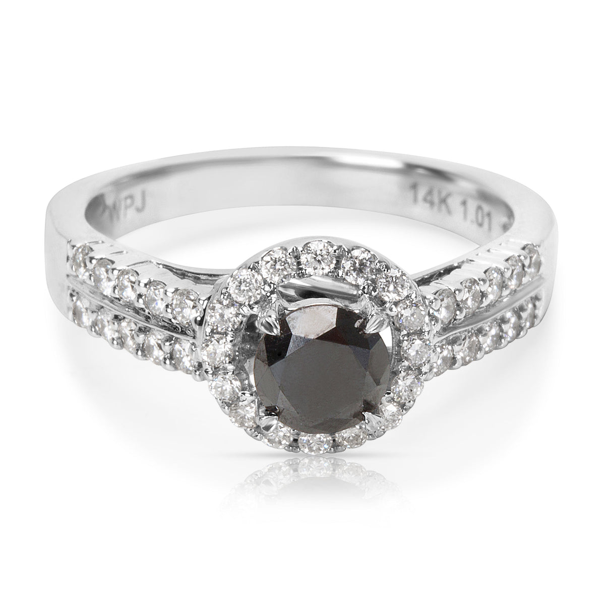 BRAND NEW Black Diamond Engagement Ring in 14k White Gold (1.02 CTW)