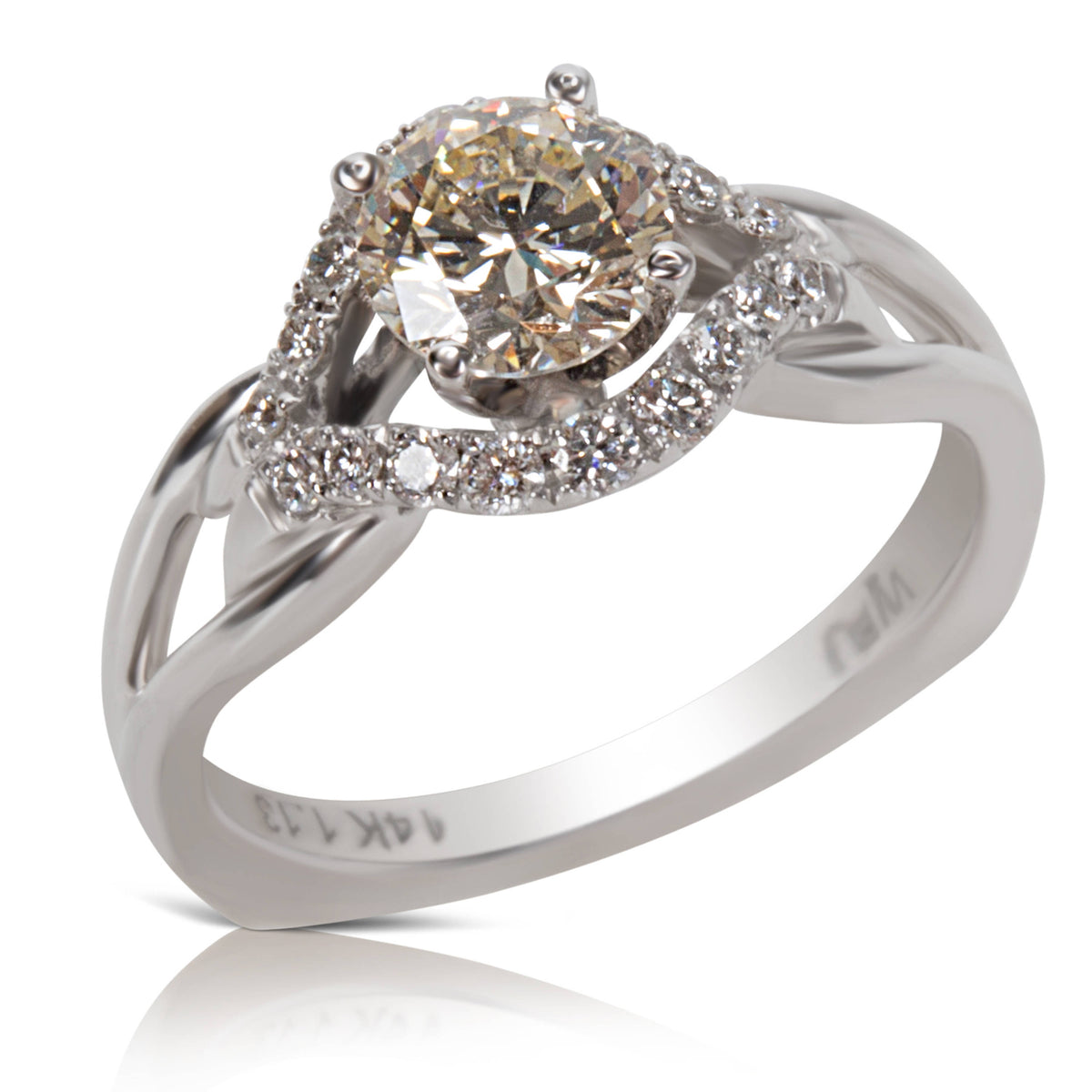 BRAND NEW Diamond Halo Engagement Ring in 14K White Gold (1.13 CTW)
