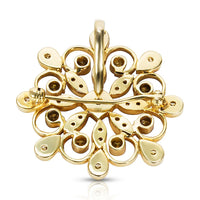 18KT Yellow Gold Snowflake Brooch Pin with Yellow Diamonds 1.35 ctw