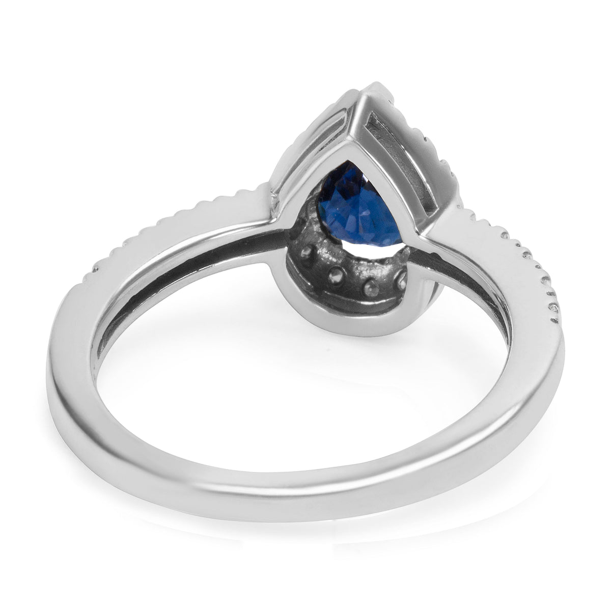 Diamond Halo Sapphire Gemstone ring in 14KT White Gold 1.31 ctw