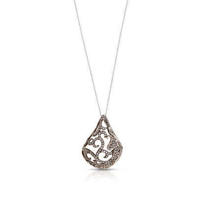 Black Rhodium Diamond Lantern Pendant in 18k White Gold with Chain (1.77 CTW)