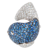 BRAND NEW Zydo Diamond and Sapphire Fish Brooch in 18K White Gold (1.51 CTW)