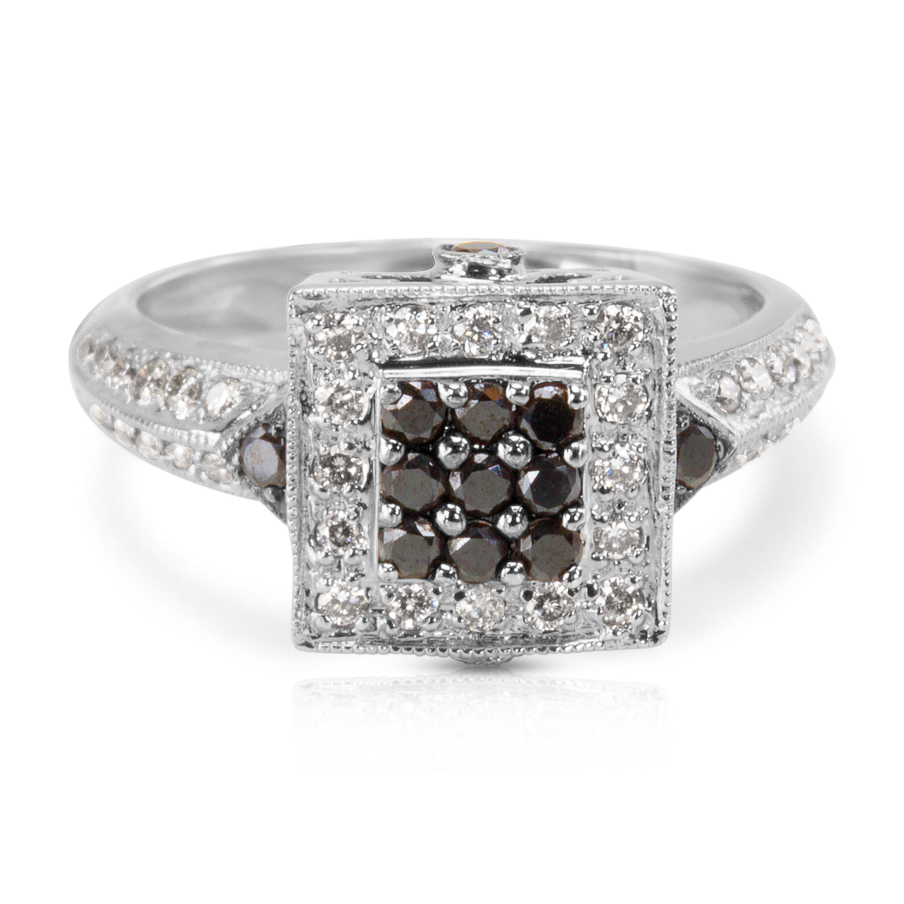 Black Treated Diamond Ring in 14K White Gold  (1.10 CTW)