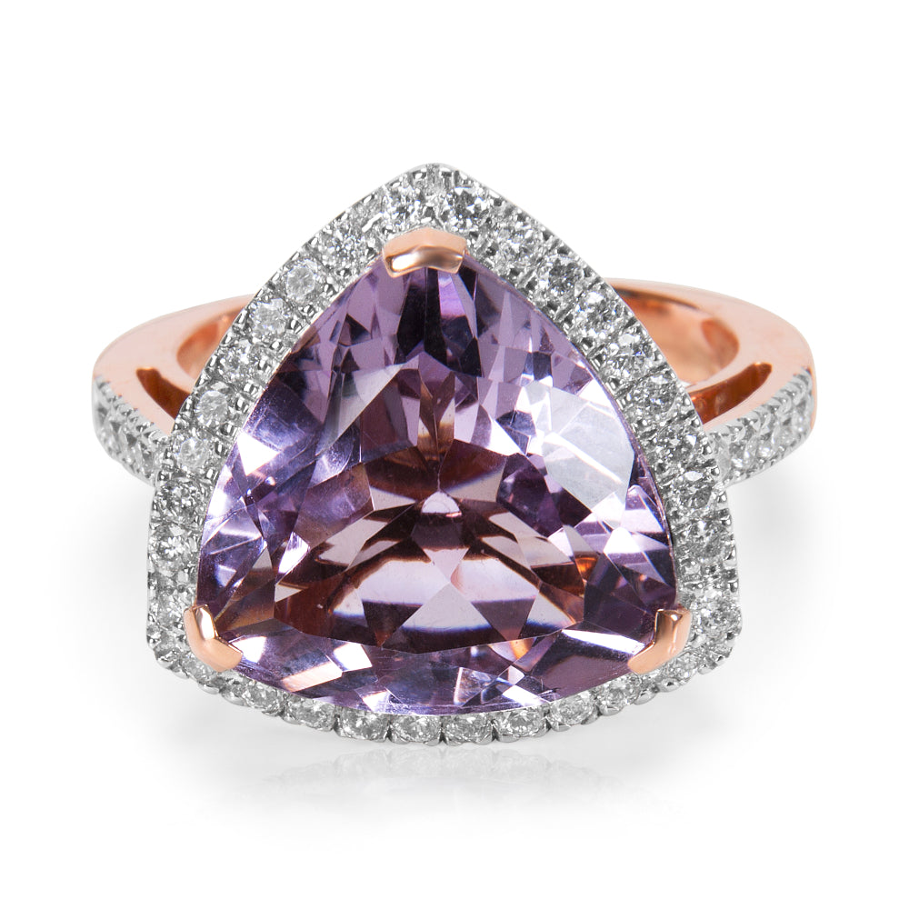 BRAND NEW Amethyst Diamond Fashion Ring in 14K Rose Gold