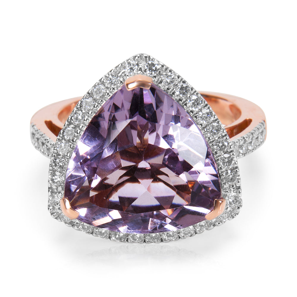 BRAND NEW Amethyst & Diamond Fashion Ring in 14K Rose Gold (0.42 CTW)