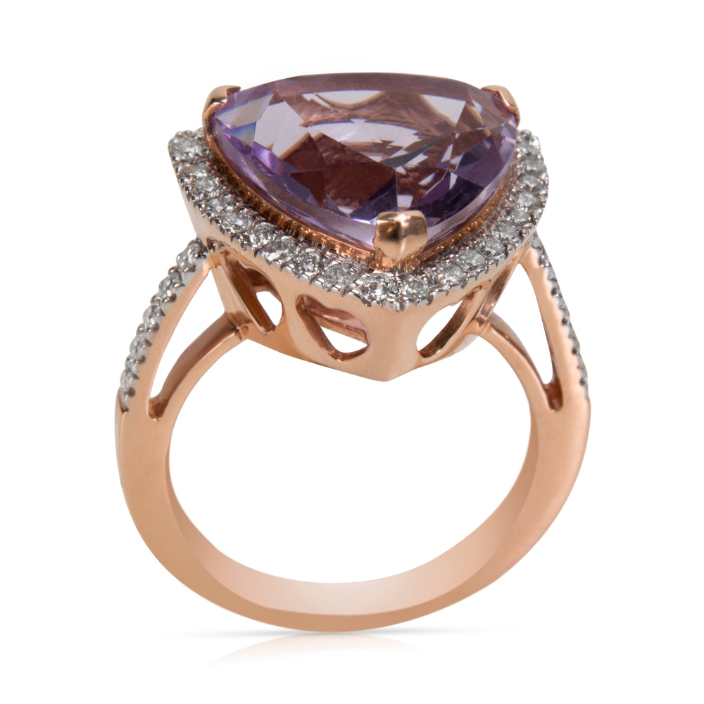 BRAND NEW Amethyst & Diamond Fashion Ring in 14K Rose Gold (0.42 CTW)
