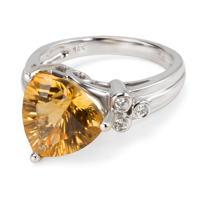 Diamond & Citrine November Gemstone Ring in 14KT Gold
