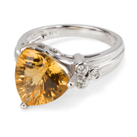 Diamond & Citrine November Gemstone Ring in 14KT Gold