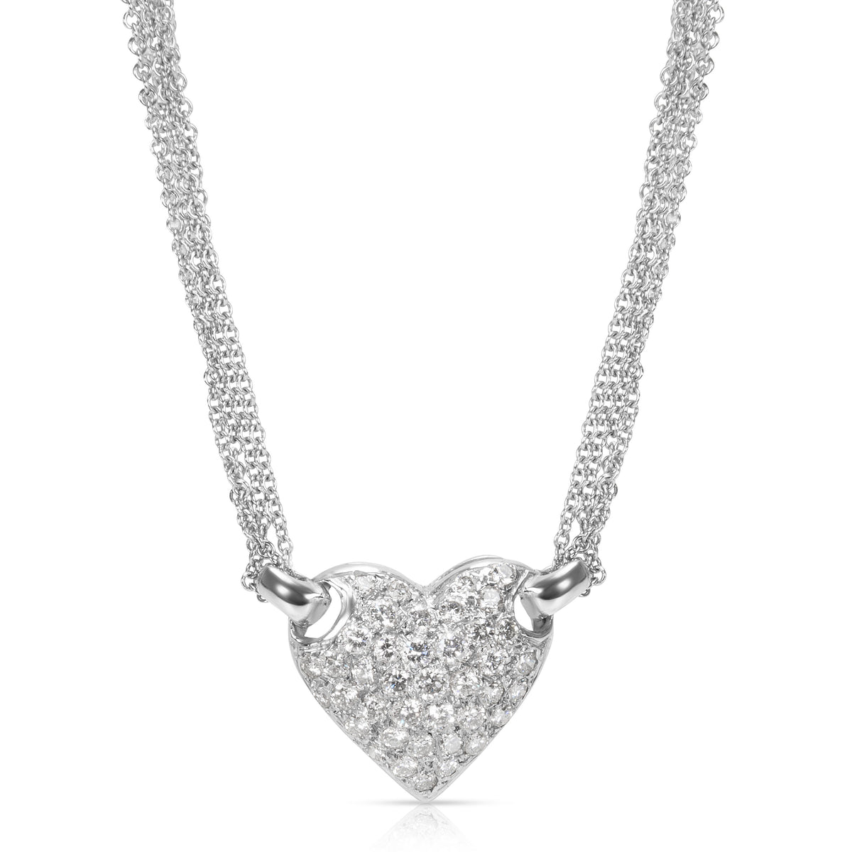 Pave Diamond Heart Pendant in 18K White Gold (1.75 CTW)
