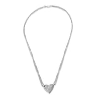 Pave Diamond Heart Pendant in 18K White Gold (1.75 CTW)