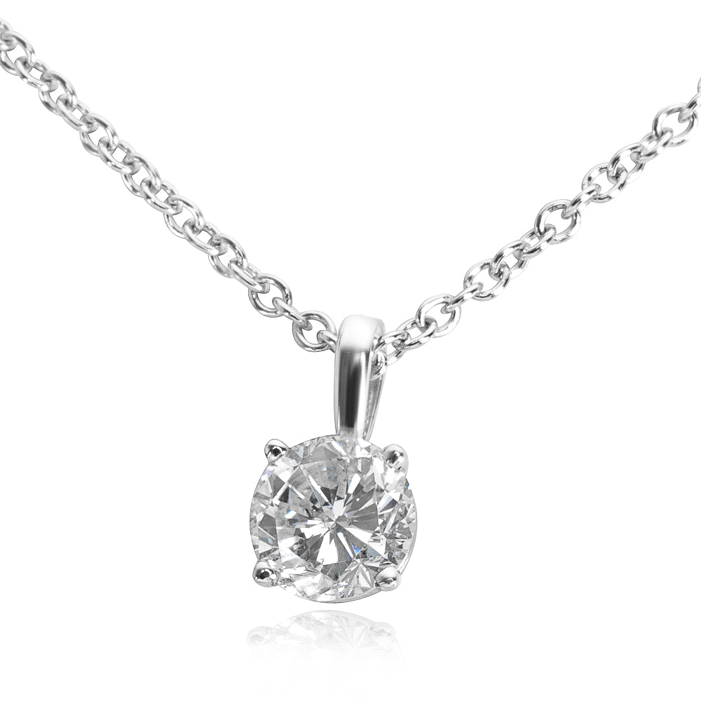BRAND NEW IGL Certified Solitaire Diamond Necklace in 14K White Gold (0.75 CTW)