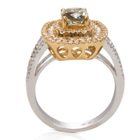 BRAND NEW Double Halo Diamond Ring in 18K Two Tone Gold (2.05 CTW)