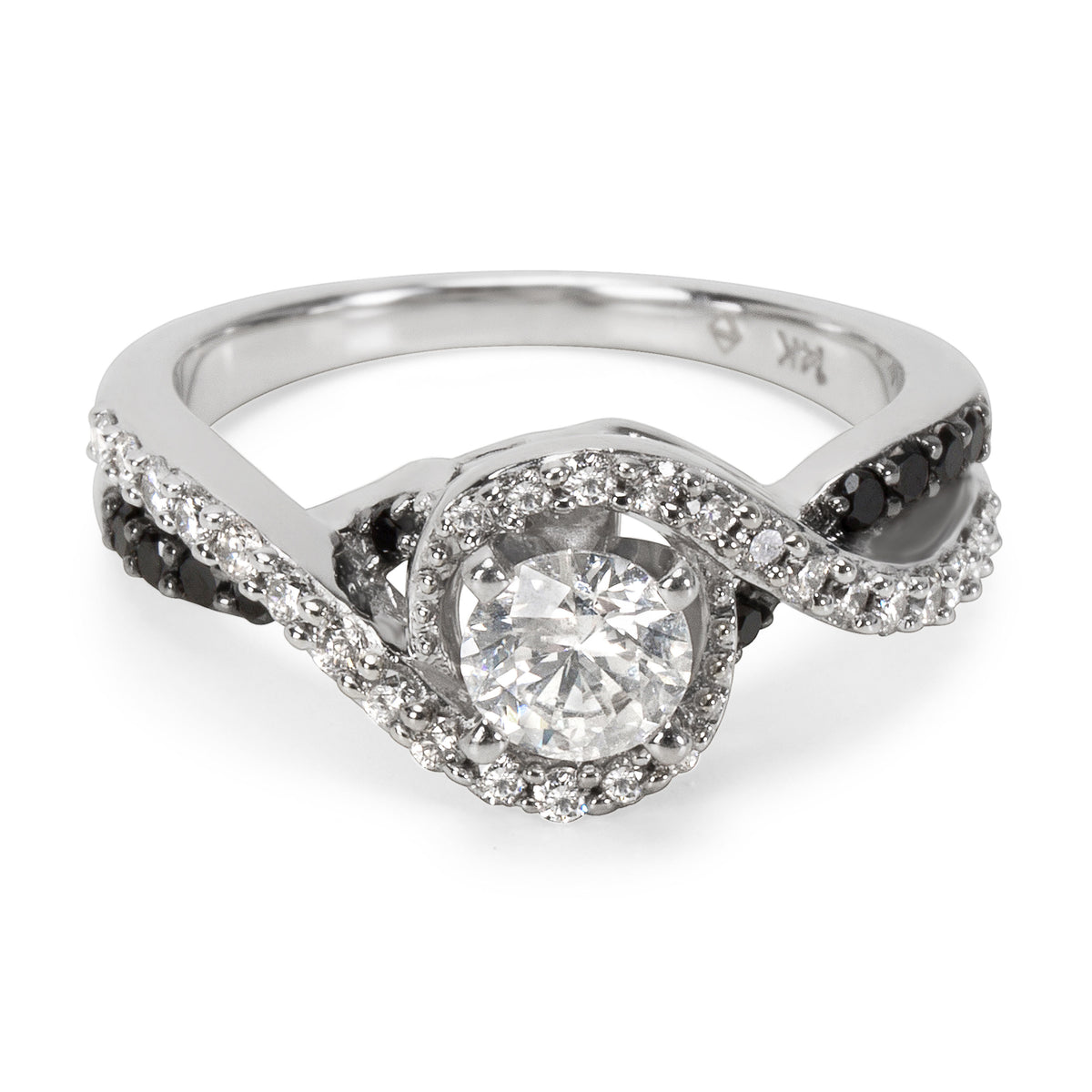 Black & White Diamond Engagement Ring in 14KT White Gold 0.75 ctw