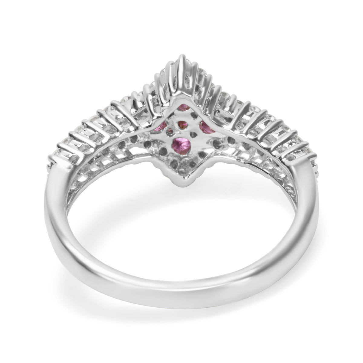 BRAND NEW  Diamond & Pink Sapphire Gemstone Ring in 18KT White Gold (0.75 CTW)