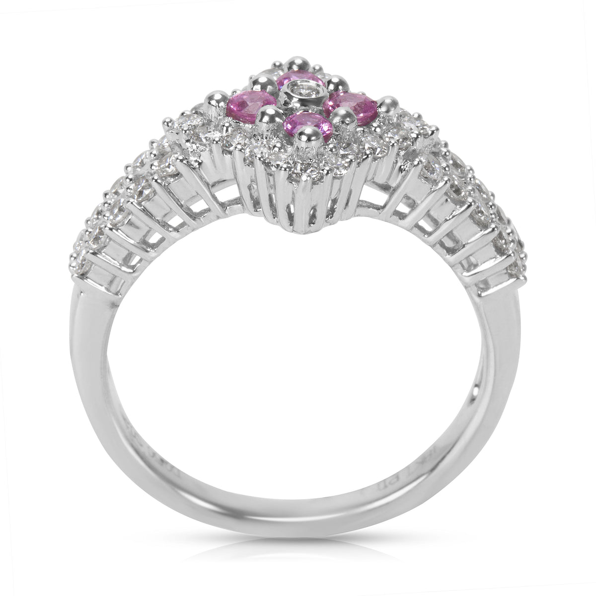 BRAND NEW  Diamond & Pink Sapphire Gemstone Ring in 18KT White Gold (0.75 CTW)