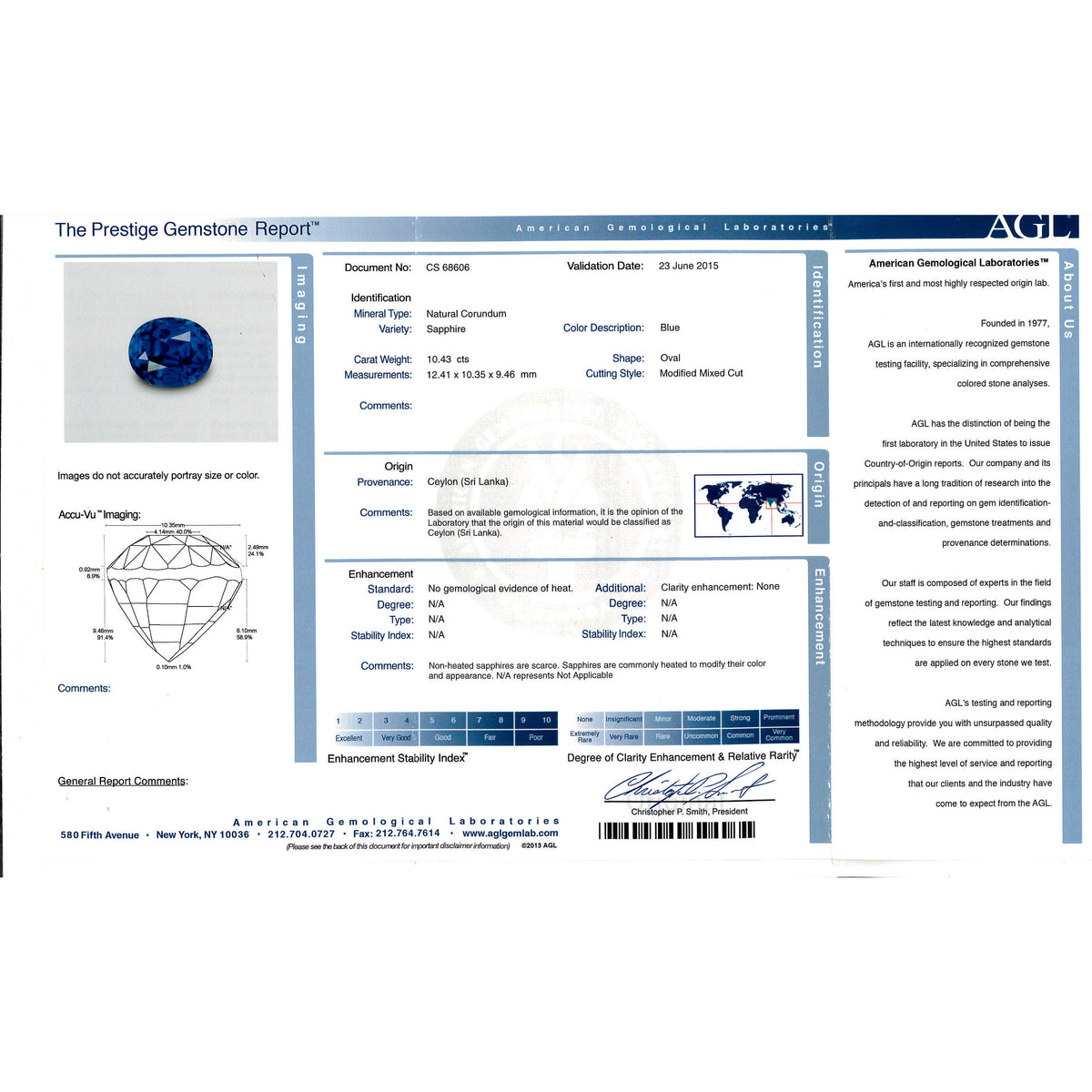 AGL Certified Ceylon Sapphire & Diamond Ring in Platinum (10.43 CTW)