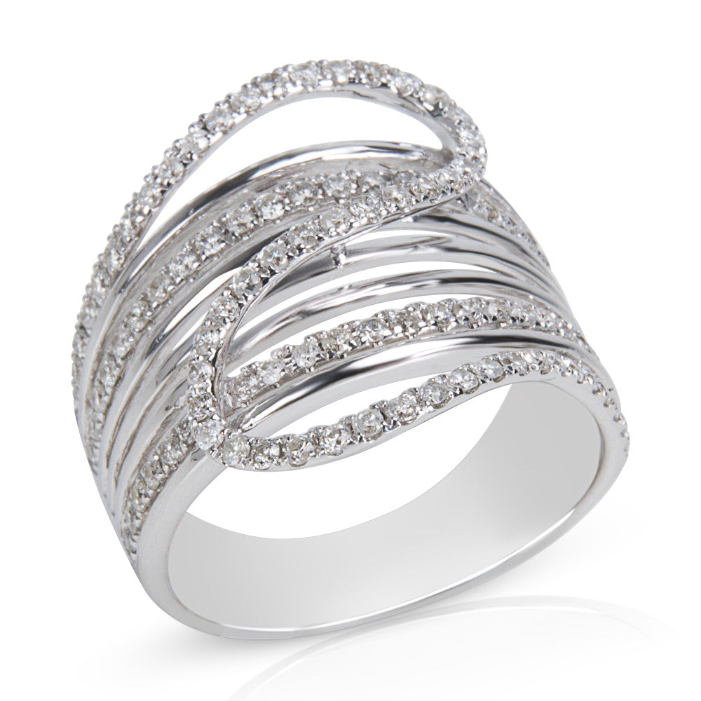 BRAND NEW Diamond Multi-Strand Ring in 14K White Gold (0.83 CTW)
