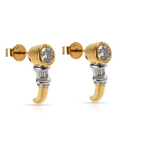 Bezel Set Semi Hoop Diamond  Earrings in 18KT Two Toned Gold 0.73 CTW