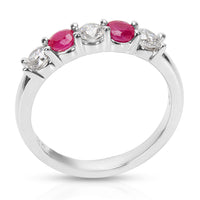 BRAND NEW Diamond & Ruby 5-Stone Band in 14K White Gold (0.62 CTW)