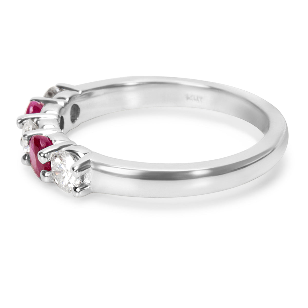 BRAND NEW Diamond & Ruby 5-Stone Band in 14K White Gold (0.62 CTW)