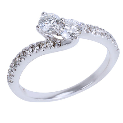 BRAND NEW Diamond Two Stone Ring in 14K White Gold 0.75 CTW